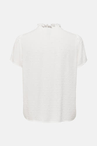 Blouse blanche à manches courtes de JDY, avec un motif structuré et une col en pliée.