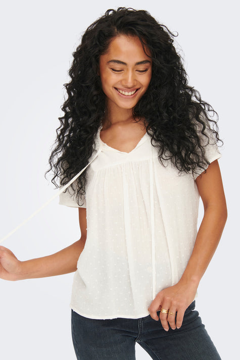 Blouse met korte mouwen - wit