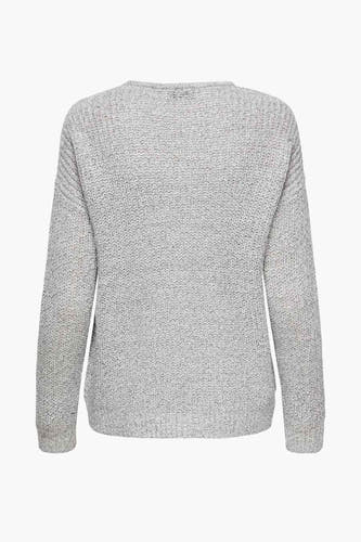 Witte trui met V-hals van JDY, met een gebreide textuur en lange mouwen.
