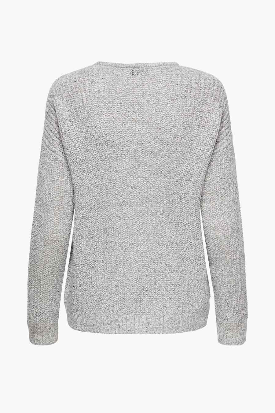 Witte trui met V-hals van JDY, met een gebreide textuur en lange mouwen.
