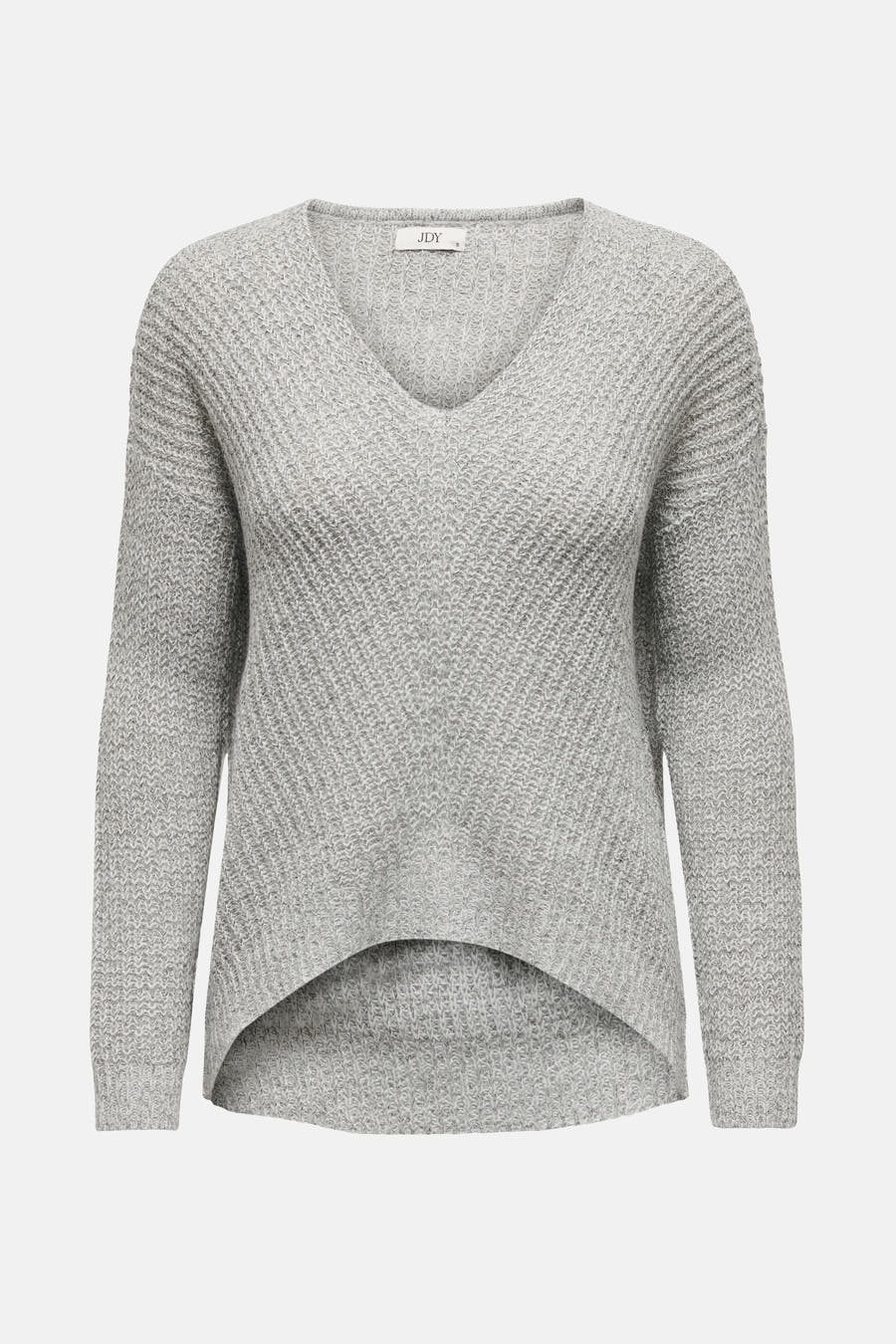 Witte trui met V-hals van JDY, met lange mouwen en een openvallende achterkant.
