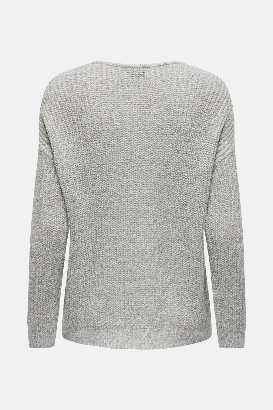 Witte trui van JDY met lange mouwen en een grof gebreide textuur op een effen achtergrond.
