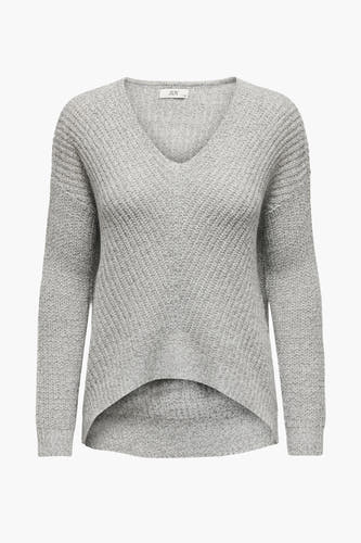 Witte V-hals trui van JDY, met lange mouwen en een asymmetrische zoom.