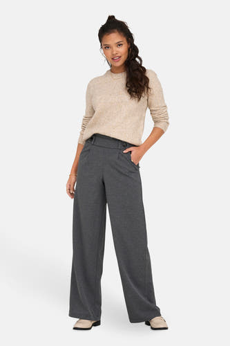 Pantalon de costume gris JDY, tissu uni avec ceinture élastique, vue arrière.