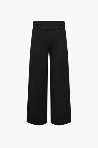 Pantalon de costume noir JDY, avec des jambes larges et deux boutons à l'avant.