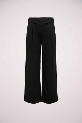 Pantalon de costume noir JDY avec une jambe large et une ceinture à boutons.