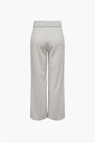 Grijze kostuumbroek van JDY met elastische tailleband, gezien van achteren.
