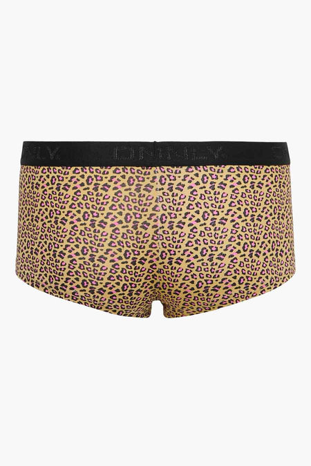 Roze luipaardprint boxershort van ONLY® met zwarte tailleband, vooraanzicht