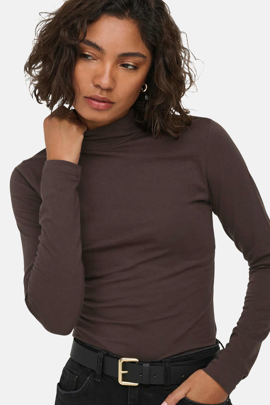 Top uni manche longue brun - JDY
