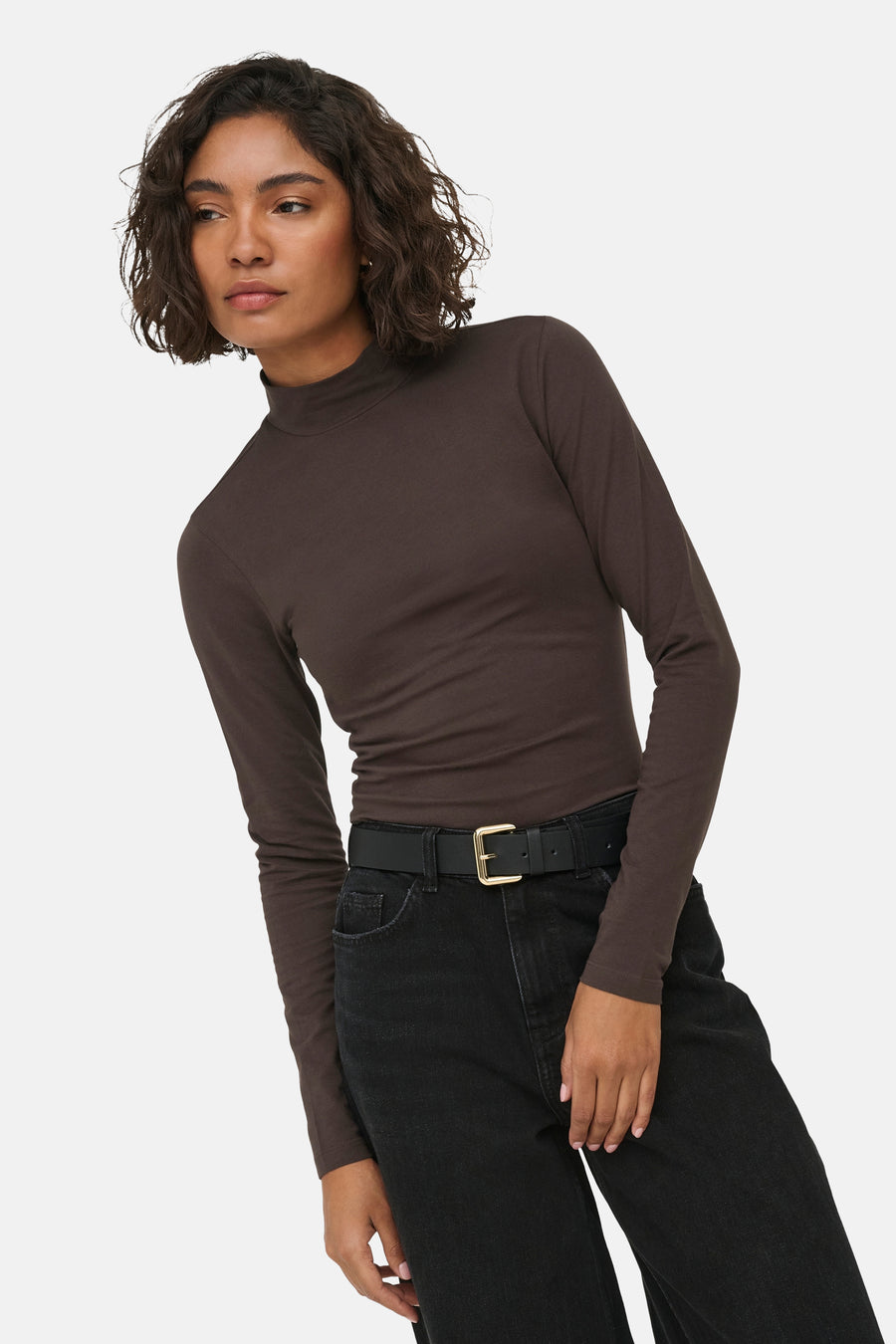 Top uni manche longue brun - JDY