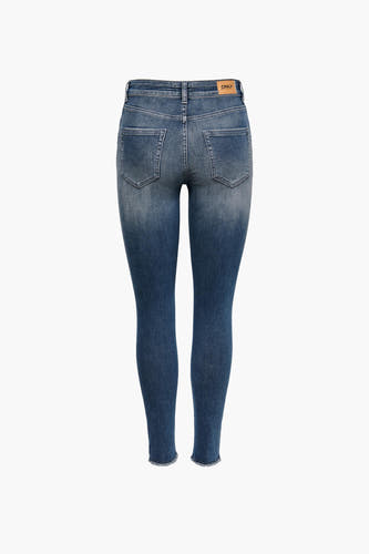 Jean skinny bleu marine d'ONLY, avec des détails destroy et un motif lisse.
