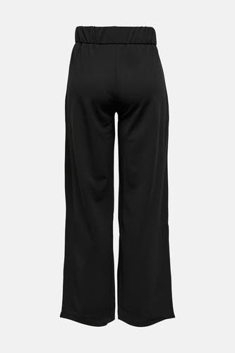 Pantalon de costume noir de JDY avec taille élastique et jambes larges et courtes, dos visible.