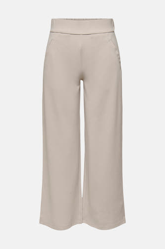 Pantalon de costume beige clair de JDY avec jambes larges et courtes, taille élastique et poches en biais.
