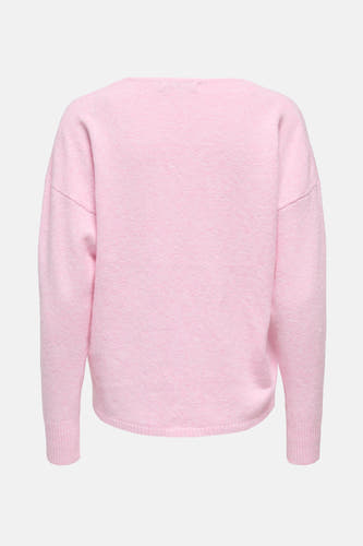 Gilet V-hals rose de ONLY, avec des manches longues et une texture douce.