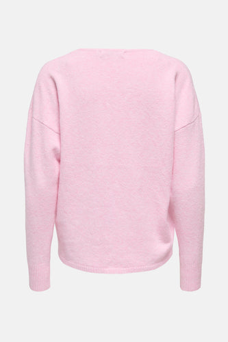 Gilet V-hals rose de ONLY, avec des manches longues et une texture douce.