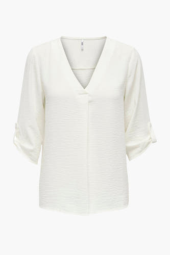 Witte blouse van JDY met driekwart mouwen en een subtiele textuur.