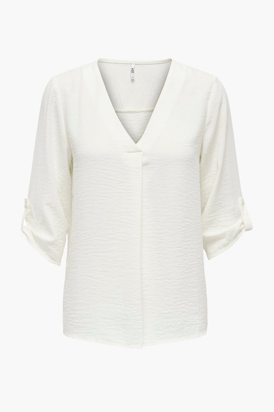 Witte blouse van JDY met driekwart mouwen en een subtiele textuur.