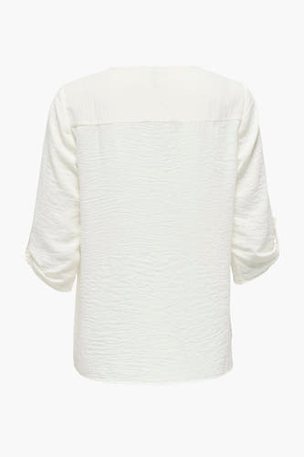 Witte blouse van JDY, met driekwart mouwen en een subtiele crêpe textuur.
