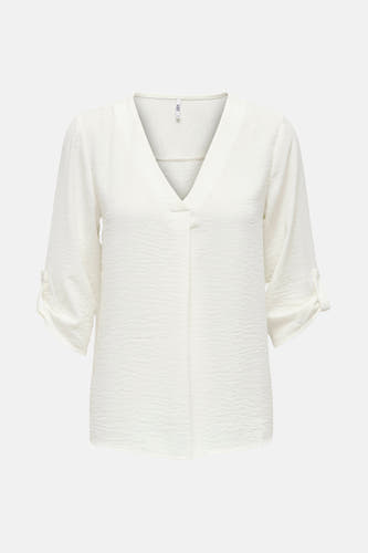 Witte blouse met driekwart mouwen van JDY, met een V-hals en een subtiele textuur.
