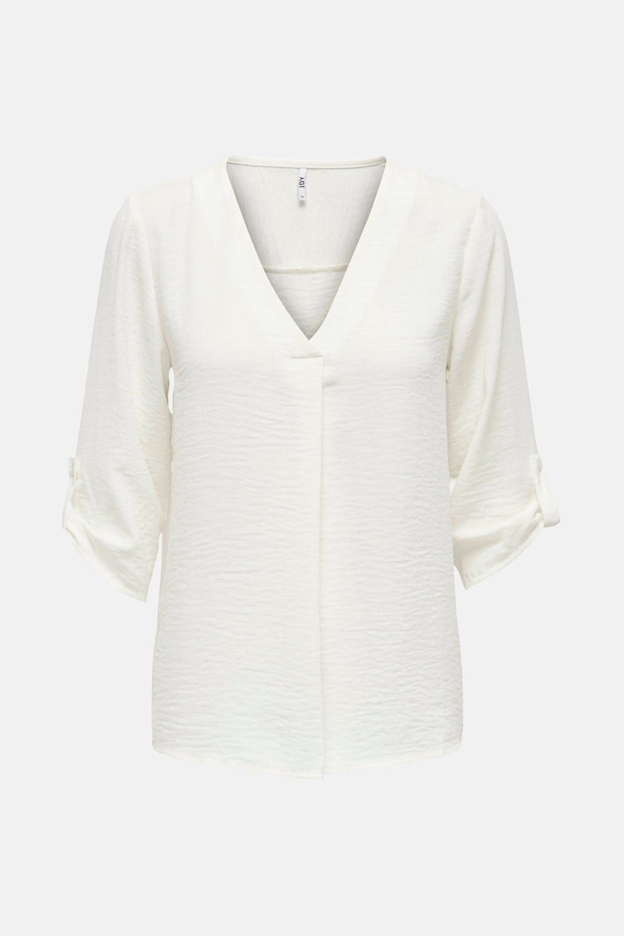 Witte blouse met driekwart mouwen van JDY, met een V-hals en een subtiele textuur.
