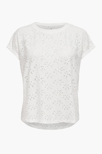 T-shirt écru ONLY avec des manches courtes et un motif brodé.