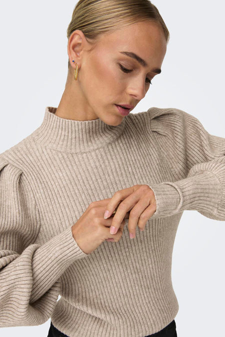 Pull met ronde hals - beige