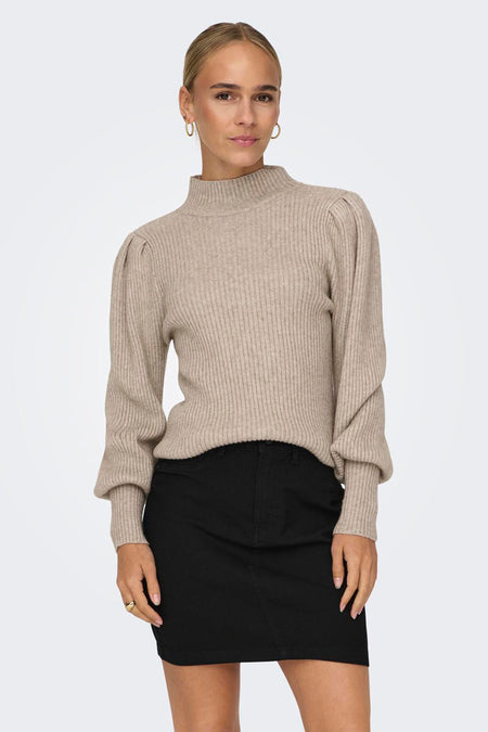 Pull met ronde hals - beige