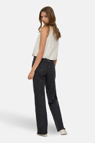 Donkergrijze wide jeans van ONLY, met een klassieke denimtextuur en een subtiele wassing.
