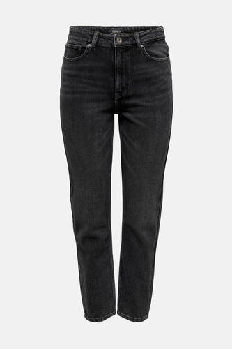 Jean droit noir ONLY, avec une texture denim classique.