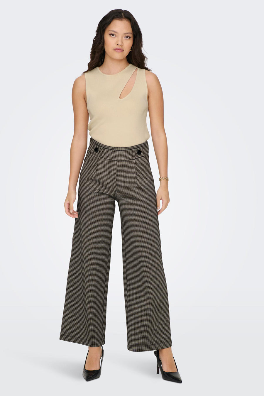 JDYGEGGO MIA LONG CHECK PANT JRS NOOS - JDY