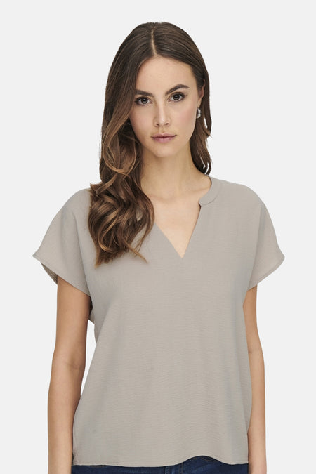 Blouse met korte mouwen - beige