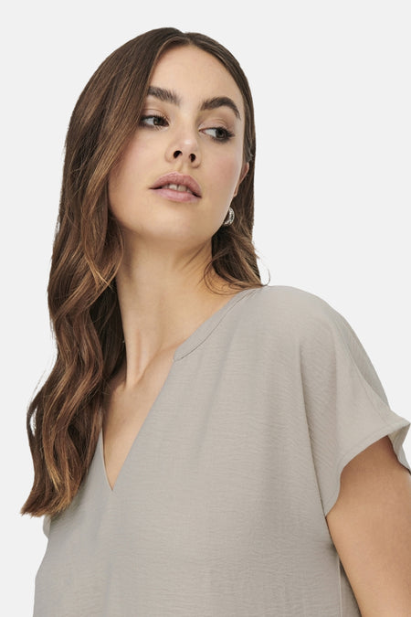 Blouse met korte mouwen - beige