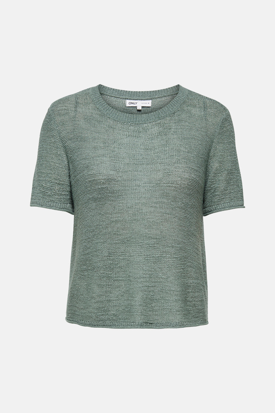 Pull vert de ONLY, à manches courtes et avec une structure en maille fine.