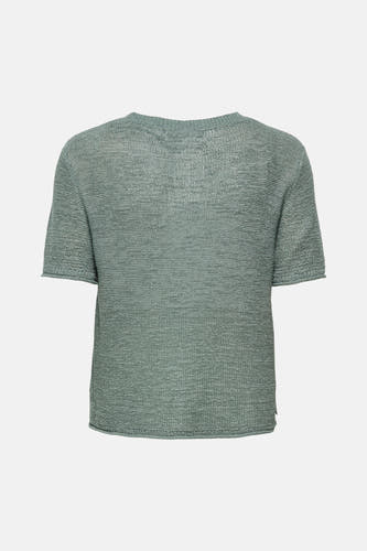Pull vert de ONLY, à manches courtes et à la texture finement tricotée.