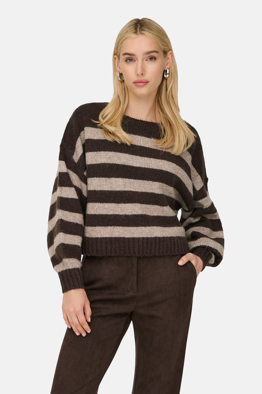 Pull met ronde hals - Seal Brown