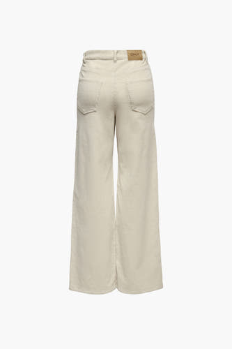 Pantalon couleur écru d'ONLY, avec jambes larges et texture de velours côtelé, vu de derrière.