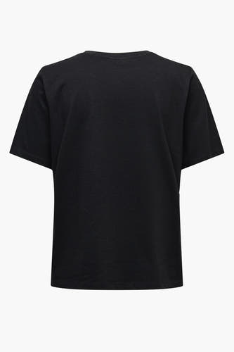 T-shirt noir ONLY, uni, manches courtes, vue dos.