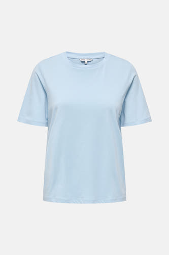 Blauw T-shirt met korte mouwen van ONLY, effen kleur, klassieke ronde hals.