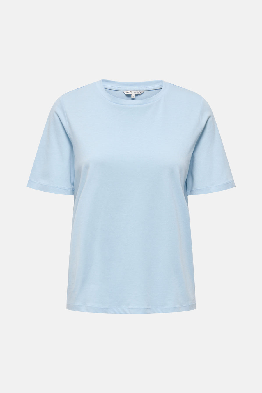 Blauw T-shirt met korte mouwen van ONLY, effen kleur, klassieke ronde hals.