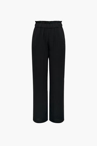 Zwarte broek van JDY, met een geplooide tailleband en een subtiele textuur.