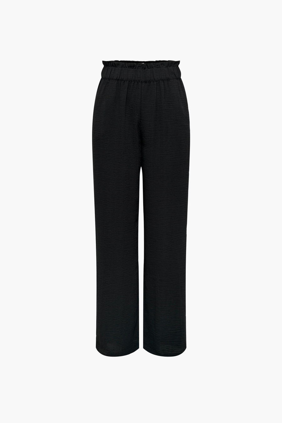 Zwarte broek van JDY, met een geplooide tailleband en een subtiele textuur.