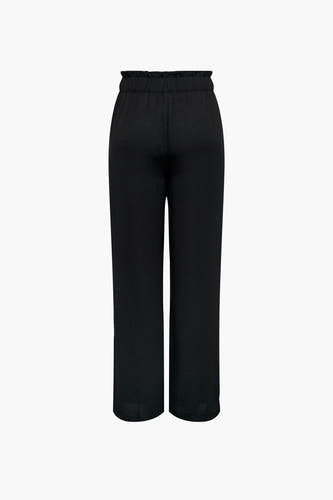 Zwarte broek van JDY, met een geplooide elastische tailleband en een subtiele textuur.