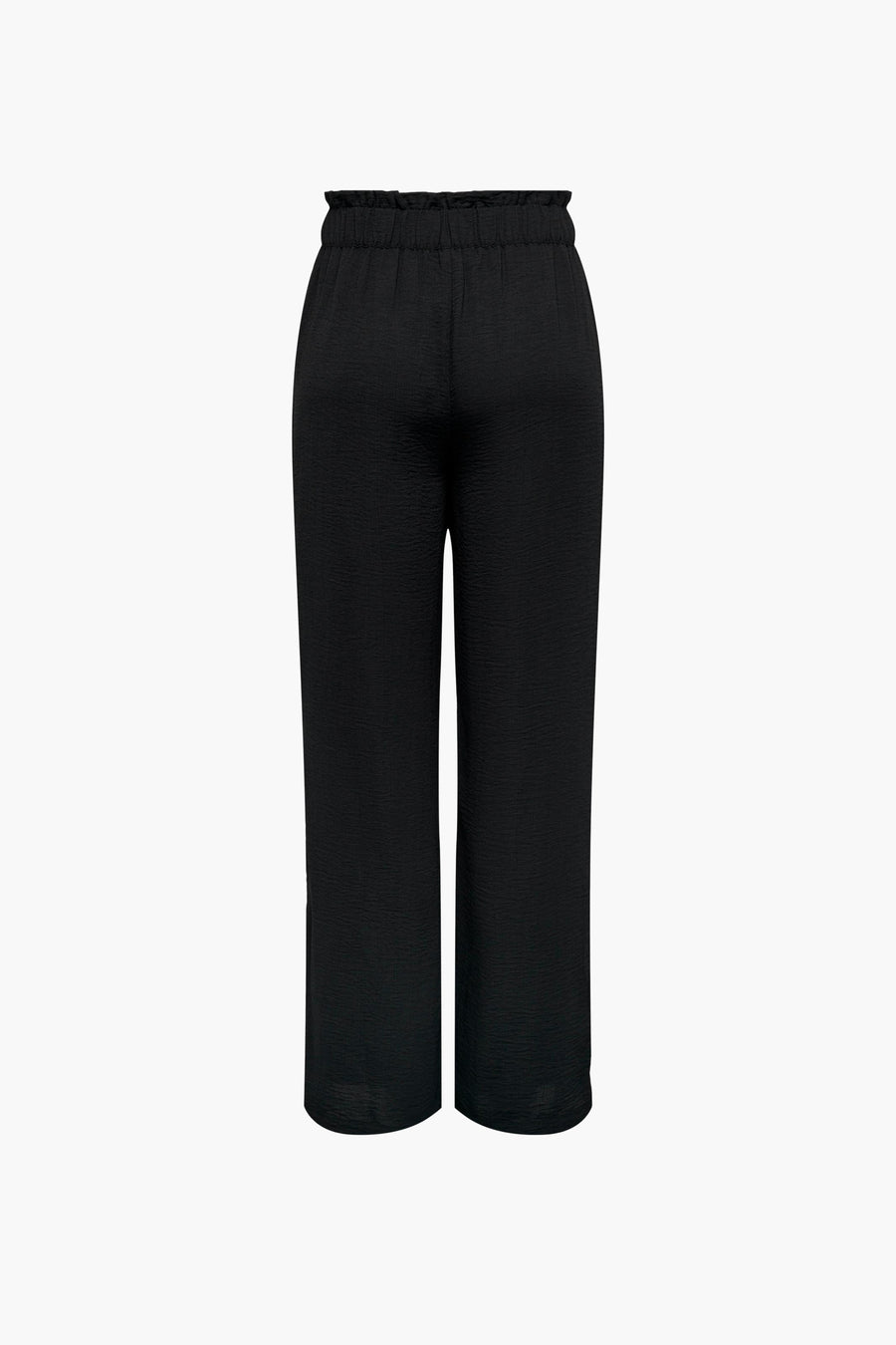 Zwarte broek van JDY, met een geplooide elastische tailleband en een subtiele textuur.