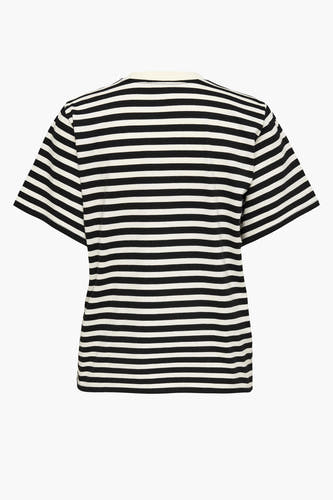 T-shirt rayé blanc d'ONLY, avec des manches courtes et un col rond.