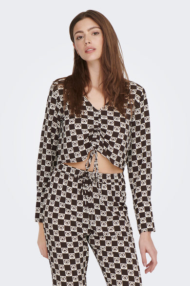 ONLNOVA LUX L/S RUCHING TOP AOP PTM