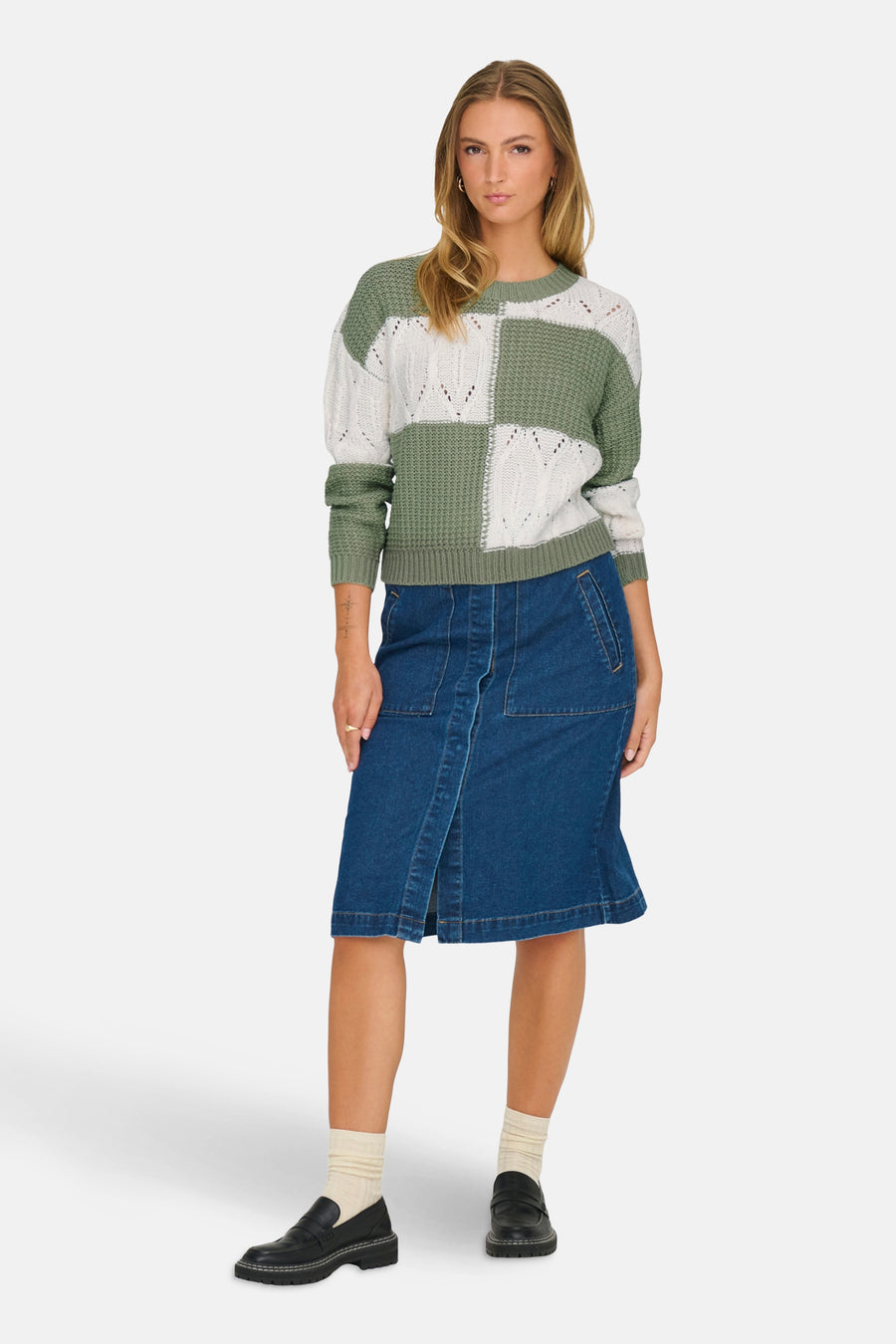 Pull à col rond - vert - JDY