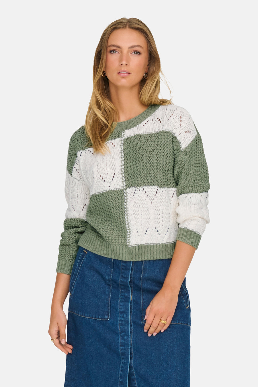 Pull à col rond - vert - JDY