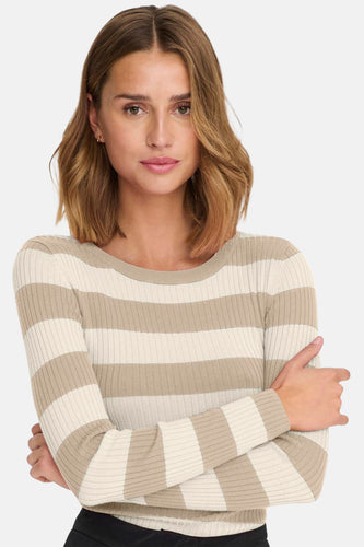 Pull met ronde hals - beige - JDY - 6