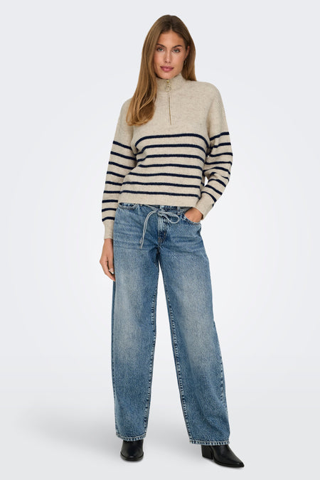 Pull met rolkraag - bruin