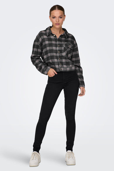 ONLKERSTIN LS CHECK GREY DNM JACKET MAE